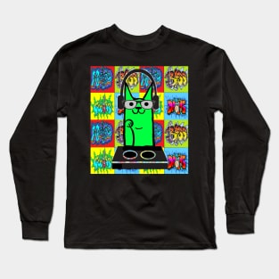 pop art graffiti music cat 333 Long Sleeve T-Shirt